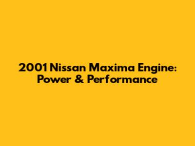 2001 Nissan Maxima Engine: Power & Performance