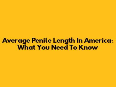 Average Penile Length In America: What You Need To Know