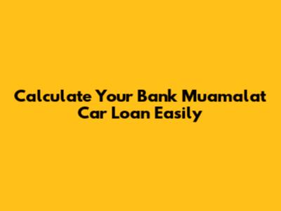 Calculate Your Bank Muamalat Car Loan Easily