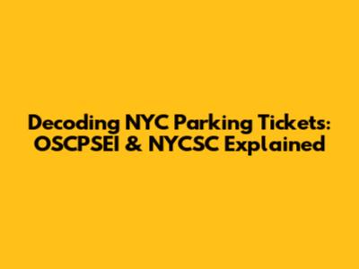 Decoding NYC Parking Tickets: OSCPSEI & NYCSC Explained