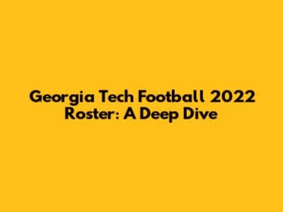 Georgia Tech Football 2022 Roster: A Deep Dive