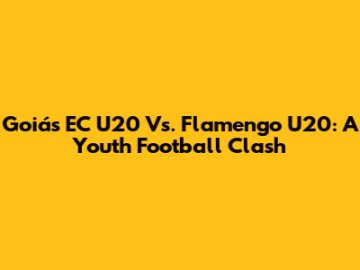 Goiás EC U20 Vs. Flamengo U20: A Youth Football Clash