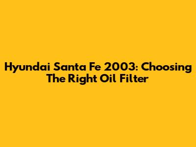 Hyundai Santa Fe 2003: Choosing The Right Oil Filter