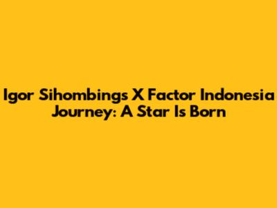 Igor Sihombing's X Factor Indonesia Journey: A Star Is Born