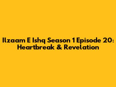 Ilzaam E Ishq Season 1 Episode 20: Heartbreak & Revelation