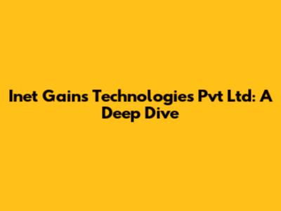 Inet Gains Technologies Pvt Ltd: A Deep Dive