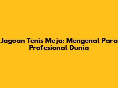 Jagoan Tenis Meja: Mengenal Para Profesional Dunia