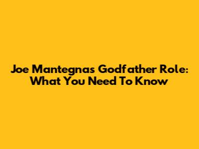 Joe Mantegna's Godfather Role: What You Need To Know