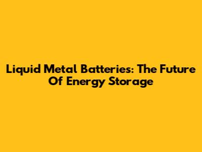 Liquid Metal Batteries: The Future Of Energy Storage