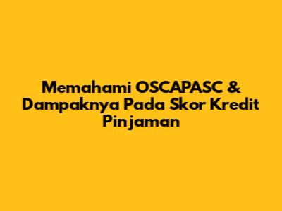Memahami OSCAPASC & Dampaknya Pada Skor Kredit Pinjaman