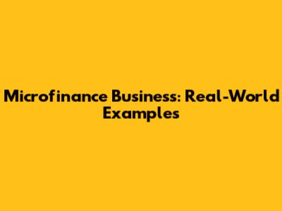 Microfinance Business: Real-World Examples