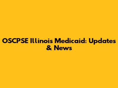 OSCPSE Illinois Medicaid: Updates & News