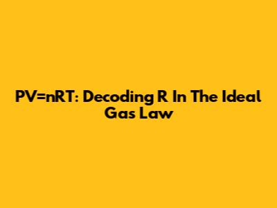 PV=nRT: Decoding 'R' In The Ideal Gas Law
