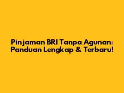 Pinjaman BRI Tanpa Agunan: Panduan Lengkap & Terbaru!