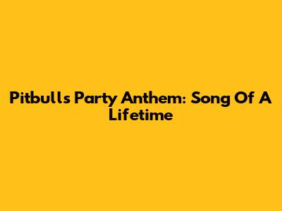 Pitbull's Party Anthem: Song Of A Lifetime