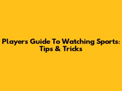 Player's Guide To Watching Sports: Tips & Tricks