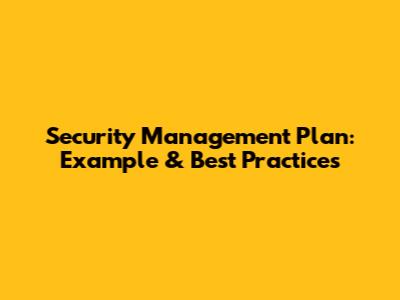 Security Management Plan: Example & Best Practices