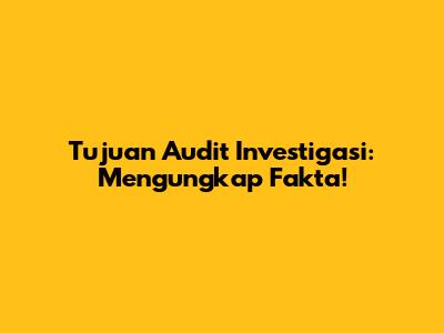 Tujuan Audit Investigasi: Mengungkap Fakta!