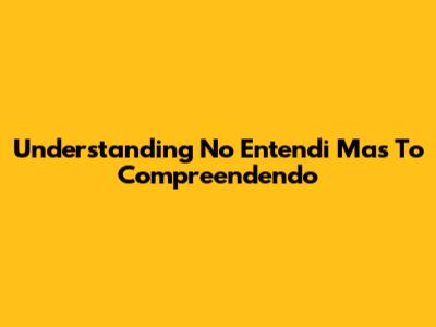 Understanding "No Entendi Mas To Compreendendo"