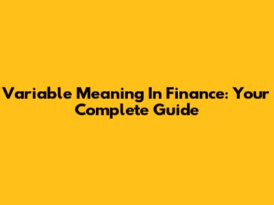 Variable Meaning In Finance: Your Complete Guide