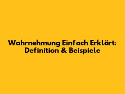 Wahrnehmung Einfach Erklärt: Definition & Beispiele